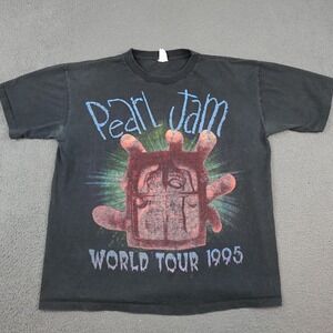Vintage Pearl Jam Shirt Mens XL Black World Tour 1995 Double Sided Made USA 90s